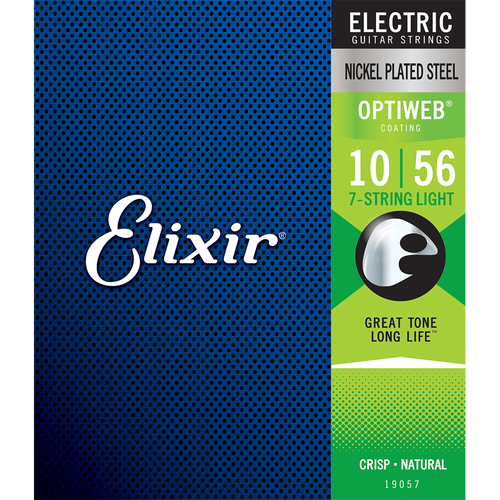 Elixir 19057 Optiweb 7-String Electric Guitar Strings Light 10-56 Nickel Plated Steel