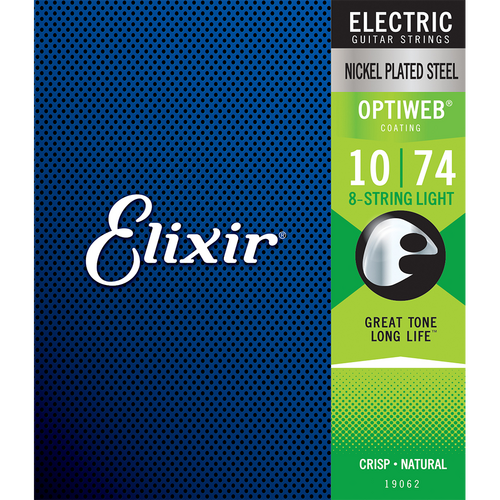 Elixir 19062 Optiweb 8-String Electric Guitar Strings Light Gauge 10-74
