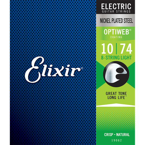 Elixir 19062 Optiweb 8-String Electric Guitar Strings Light 10-74