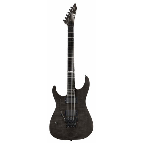 ESP E-II M-II Left Handed Electric Guitar in See Thru Black with EMG 81 Pickups and Floyd Rose Tremolo, Includes Hardshell Case