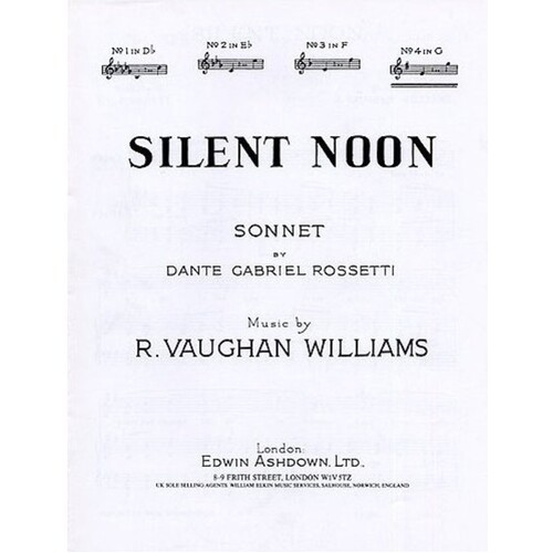 Vaughan Williams Silent Noon G Vce/Piano Book
