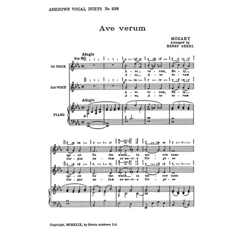 Mozart Ave Verum SA 2Pt(Arc)
