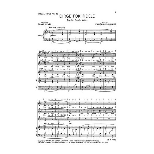 Vaughan Williams Dirge For Fidl SSA/Pn(A