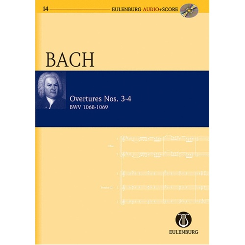 Bach - Overtures Nos 3-4 Bwv 1068-1069 Study Score Book/CD