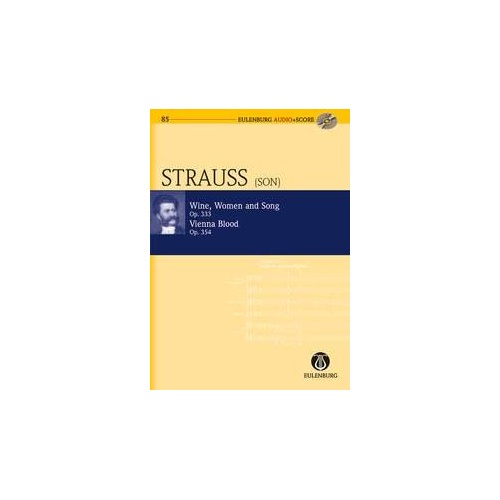 Wine Women Song / Vienna Blood Study Score BK/CD by Johann Strauss, Jr.