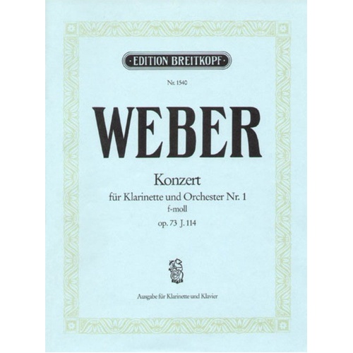 Weber Concerto No. 1 Op. 73 for Clarinet and Piano, F Minor, 32 Pages