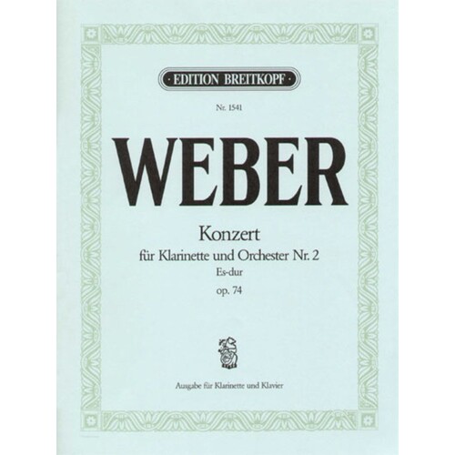 Weber - Concerto No 2 E Flat Op 74 Clarinet/Piano (Softcover Book)