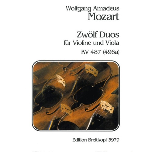 12 Duets For Violin And Viola K 487 (496A) Book