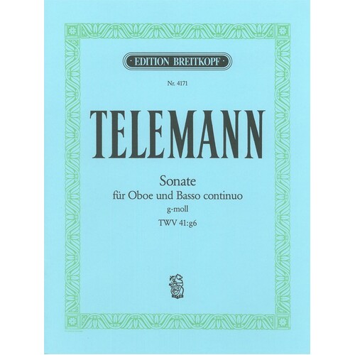 Telemann - Sonata G Minor Twv 41:G6 Oboe/Piano (Softcover Book)