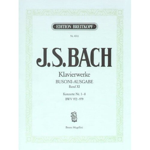 Bach - Piano Works Vol 11 Bwv 972-979 Concertos (Softcover Book)