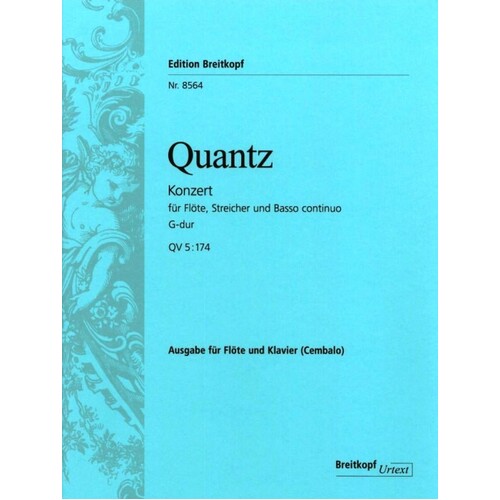 Quantz - Concerto G Qv5/174 Flute/Piano (Softcover Book)