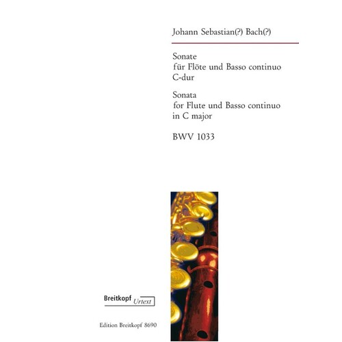 Bach - Sonata C Major Bwv 1033 Flute/Piano Urtext (Softcover Book)