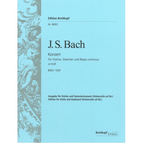 Concerto Bwv 1041 A Min Violin/Piano Book