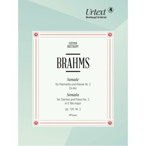 Brahms - Sonata E Flat Major Op 120 No 2 Clarinet/Piano Softcover Book (Clarinet)