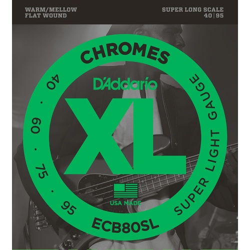 D'Addario ECB80 Bass Guitar Strings, Light, 40-95, Super Long Scale