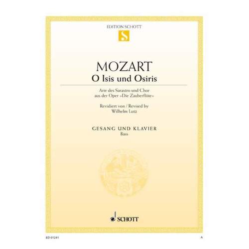 Mozart - O Isis Und Osiris For Bass Voice/Piano (Sheet Music) Book