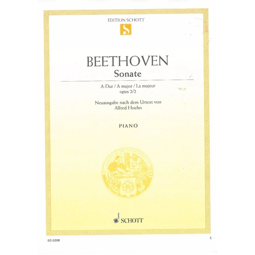 Sonata Op 2 No 2 A by Beethoven - Piano Sheet Music, 24 Pages, Published by Schott Music