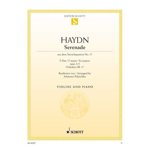 Serenade From String Quartet Violin/Piano (Softcover Book)