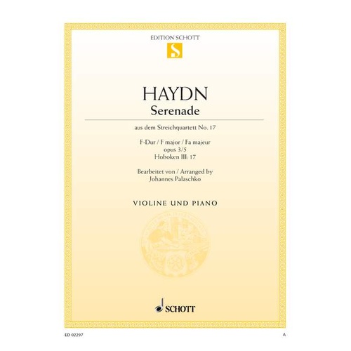 Serenade from String Quartet Hob III:17 for Violin and Piano - Chamber Sheet Music