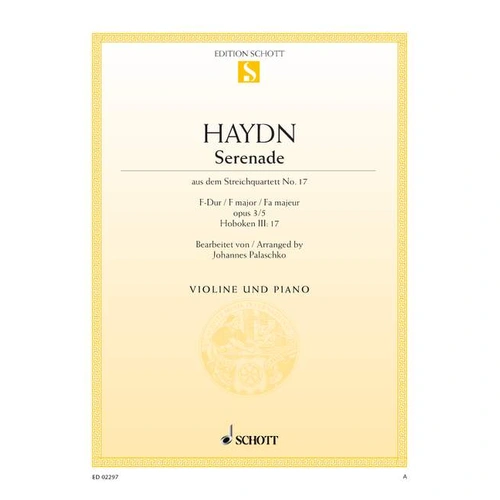 Serenade from String Quartet Hob III:17 for Violin and Piano - Chamber Sheet Music