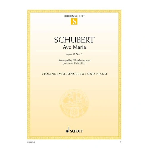 Ave Maria in Bb Major Op 52 No 6 for Violin and Piano