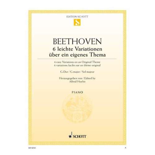 Beethoven - 6 Easy Variations G Woo 77 Piano (Softcover Book)