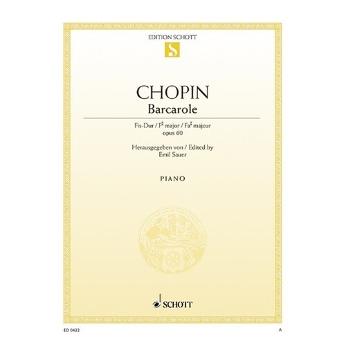 Chopin - Barcarolle F Sharp Major Op 60 Piano (Softcover Book)
