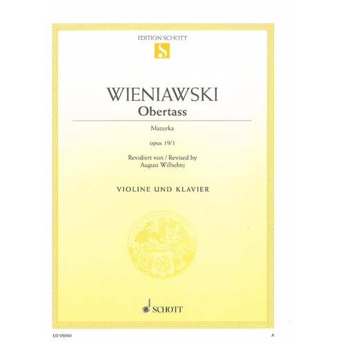 Wieniawski Obertass Mazurka Op. 19 No. 1 for Violin and Piano - 8 Pages, Schott Music