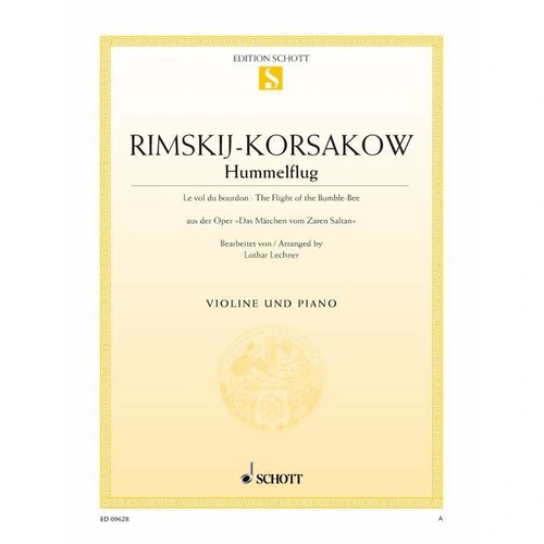 Flight of the Bumble Bee for Violin and Piano by Nikolay Rimsky-Korsakoff, 8 Pages, Schott Music