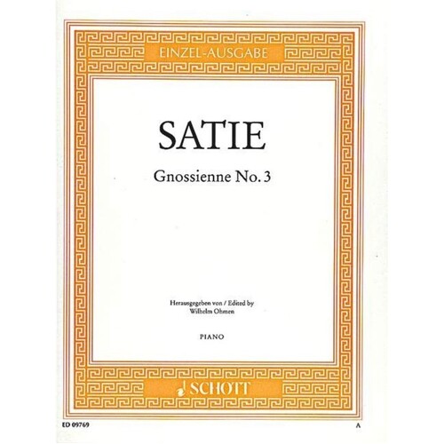 Satie - Gnossienne No 3 Piano (Softcover Book)