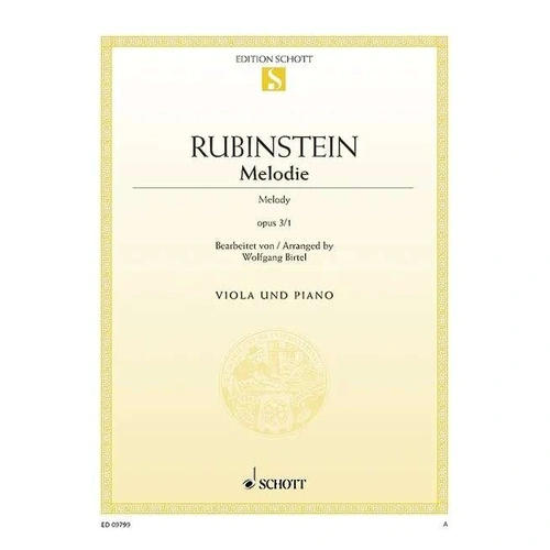 Melody Op 3 No 1 F Arr Birtel for Viola and Piano by Rubinstein, 8 Pages, Schott Music