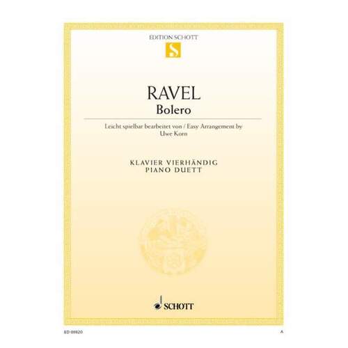 Ravel - Bolero Easy Piano Duet Arrangement (Softcover Book)
