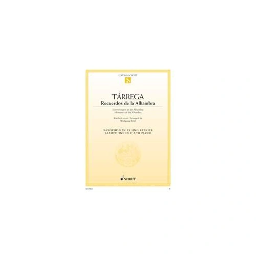 Recuerdos de la Alhambra for Alto Saxophone and Piano by Francisco Tarrega