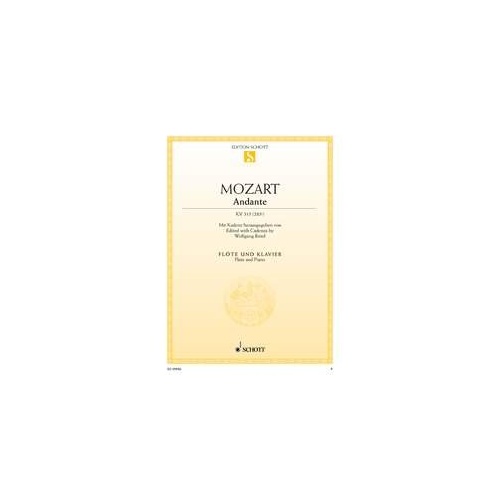 Mozart Andante K 315 for Flute and Piano, Edited Edition, 12 Pages, Schott Music