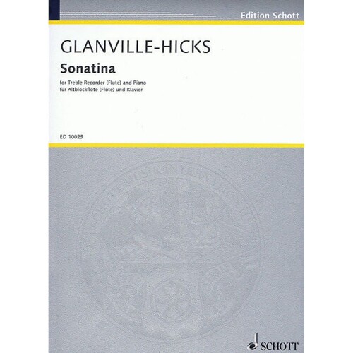 Glanville-Hicks - Sonatina Treble Recorder (Flute)/Piano (Softcover Book)