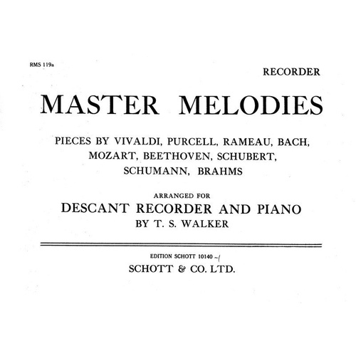 Master Melodies for Descant Recorder and Piano by Schott Music - 24 Pages