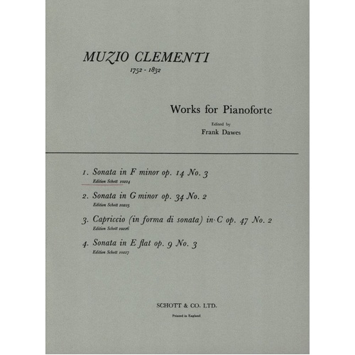 Clementi Sonata F Minor Op. 14 No. 3 for Piano - Schott Music, 20 Pages
