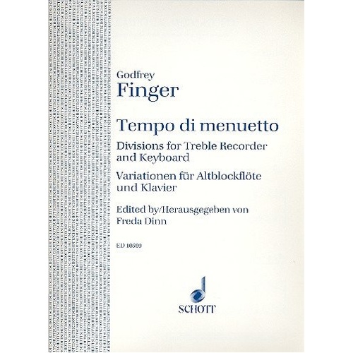 Finger - Tempo di Minuetto for Treble Recorder and Piano, Schott Music, 10 Pages