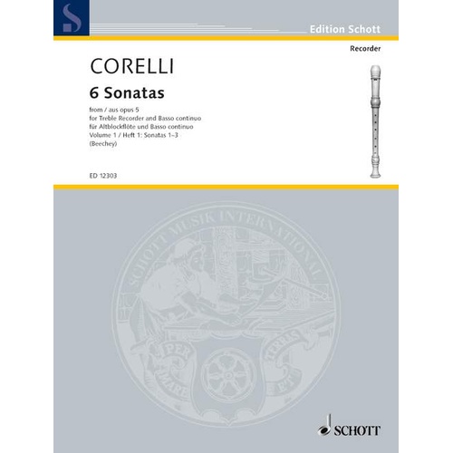 6 Sonatas from Op 5 for Recorder and Piano, Volume 1