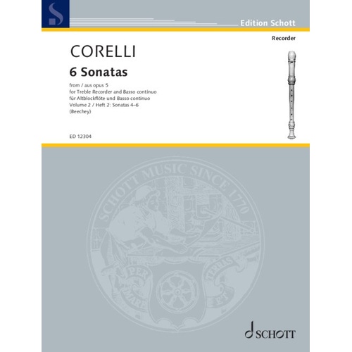 6 Sonatas Op 5 for Recorder and Piano Volume 2