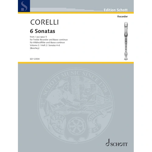 6 Sonatas from Op 5 for Recorder and Piano Volume 2
