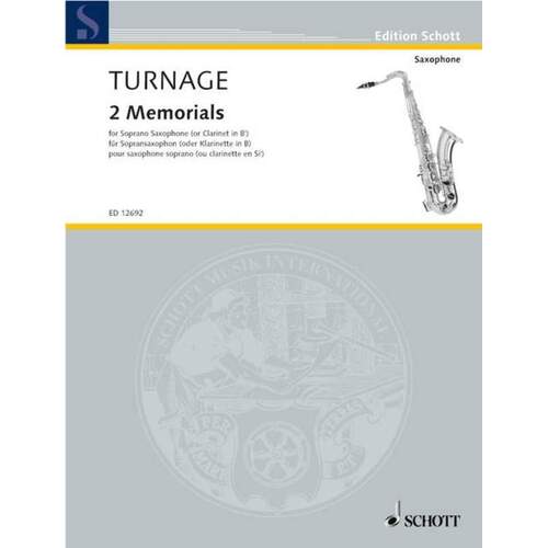 Turnage - 2 Memorials Solo Soprano Sax Or Clarinet (Softcover Book)
