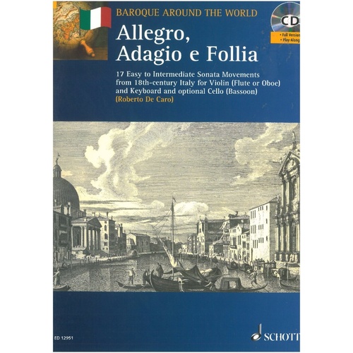 Allegro Adagio E Follia Violin Piano Book with CD