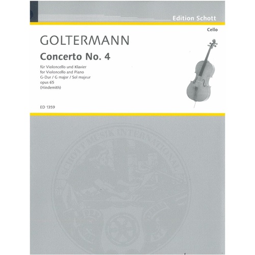 Goltermann Concerto No. 4 Op. 65 in G Major for Cello and Piano, Schott Music, 32 Pages