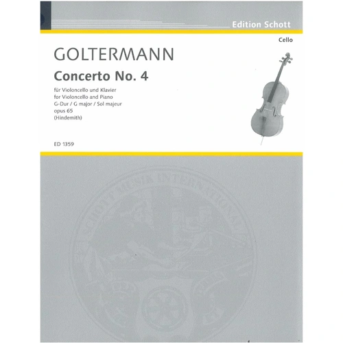 Goltermann Concerto No. 4 Op. 65 in G Major for Cello and Piano, Schott Music, 32 Pages