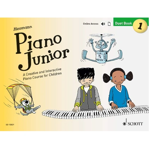 Piano Junior Duet Book 1 by Schott Music - 32 pages, beginner piano duets for children, ideal for ensemble playing.