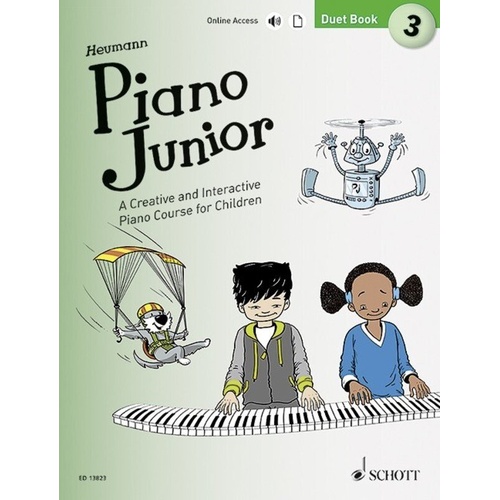 Piano Junior Duet Book 3 by Schott Music, 40 Pages, Suitable for Beginners, Interactive and Creative Piano Course for Children
