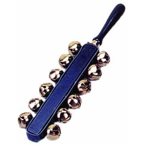 CPK PERCUSSION - 12 Large Bells On Blue Wooden Handle Educational, Sleigh