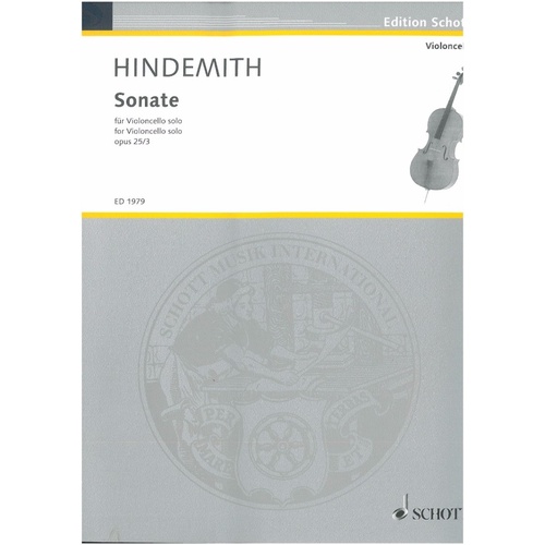 Hindemith Sonata Op. 25 No. 3 for Cello Solo, 8 Pages, Schott Music Edition