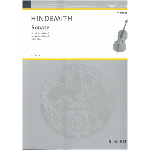 Hindemith Sonata Op. 25 No. 3 for Cello Solo, 8 Pages, Published by Schott Music